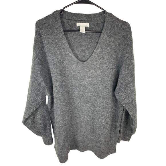 H&M Womens Gray Knit V-Neck Sweater Size S - Picture 1 of 5
